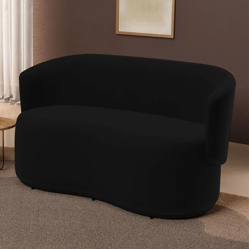 Poltrona Namoradeira Aisha 02 Lugares Orgânica Veludo Preto - Desk Design