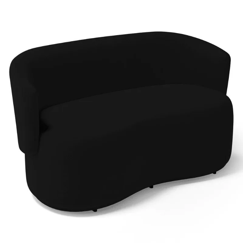 Poltrona Namoradeira Aisha 02 Lugares Orgânica Suede Preto