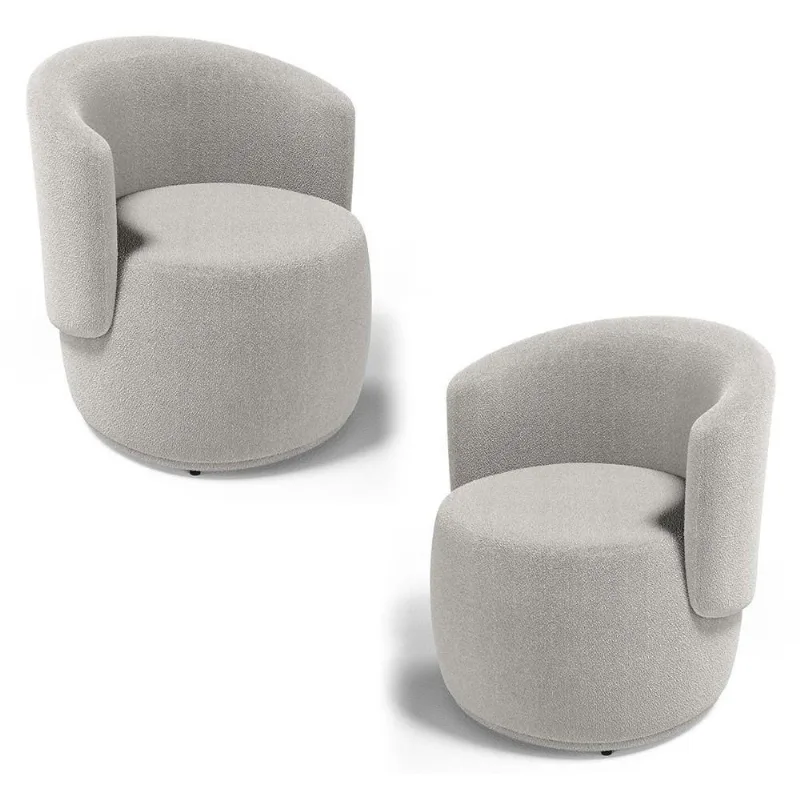 Kit 02 Poltronas Decorativas Aisha Orgânica Bouclê Bege - Desk Design