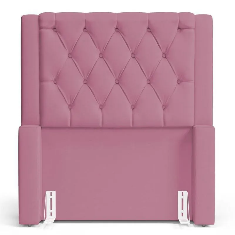 Cabeceira Atena Para Cama Box Solteiro 90cm Capitonê Com Frame Suede Rosa - Desk Design