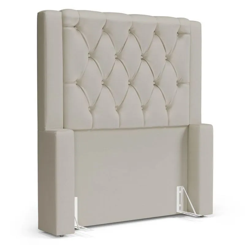 Cabeceira Atena Para Cama Box Solteiro 90cm Capitonê Com Frame Sintético Bege - Desk Design