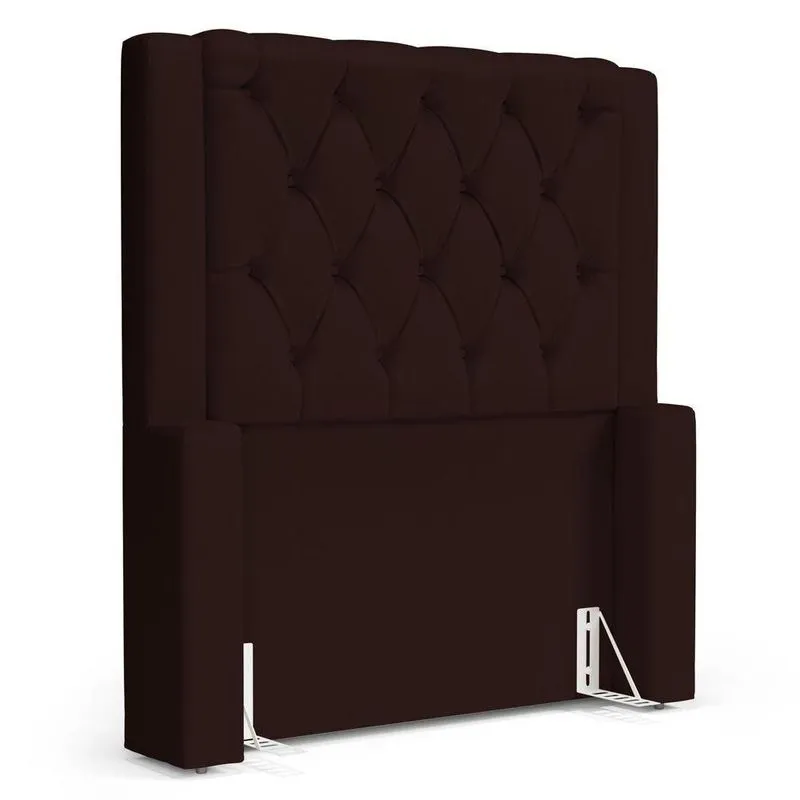 Cabeceira Atena Para Cama Box Solteiro 90cm Capitonê Com Frame Sintético Marrom - Desk Design