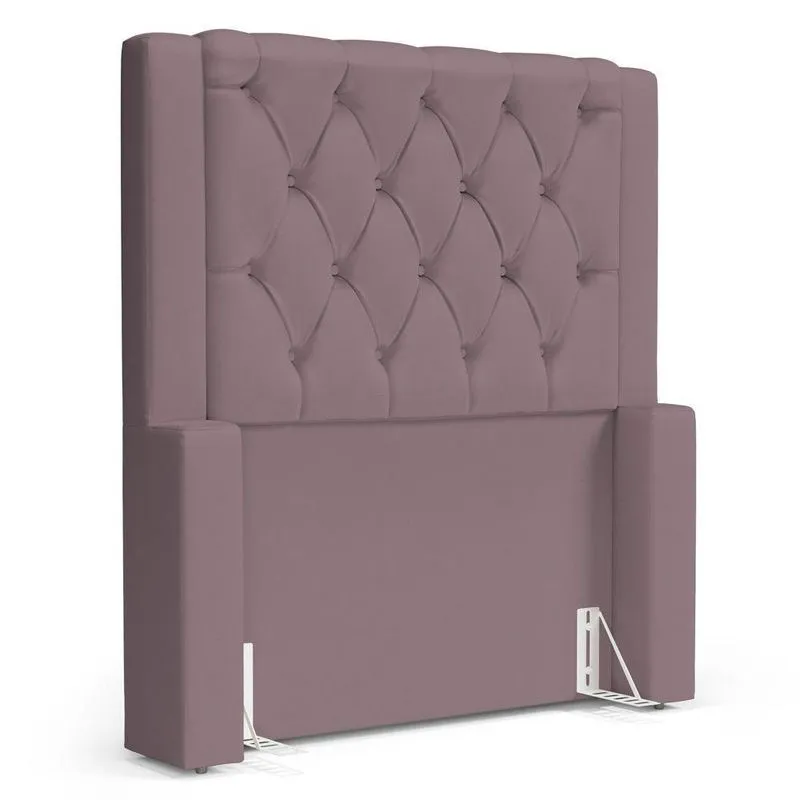 Cabeceira Atena Para Cama Box Solteiro 90cm Capitonê Com Frame Veludo Rosê - Desk Design