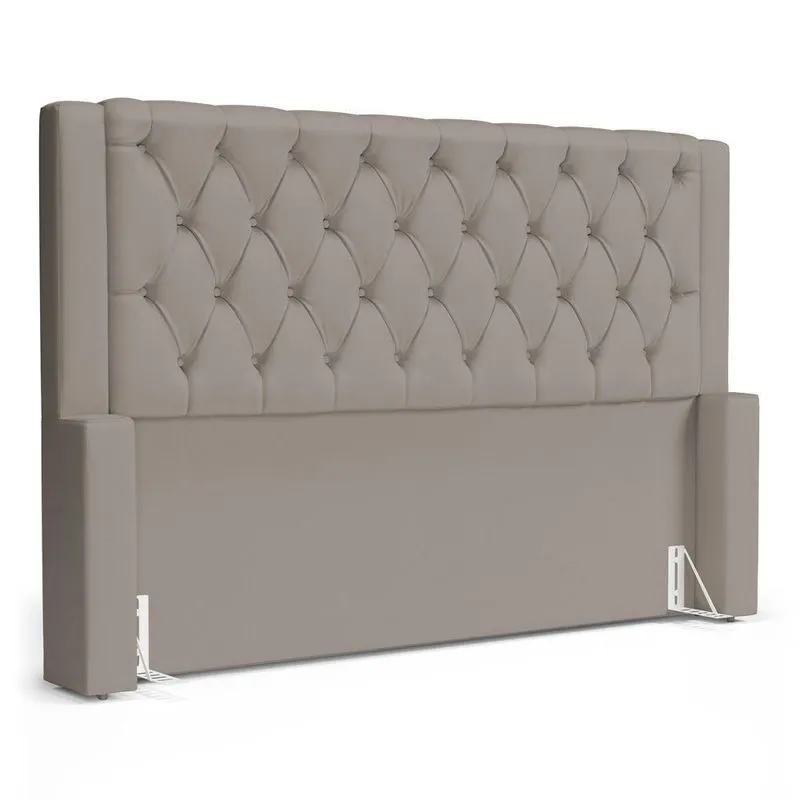 Cabeceira Atena Para Cama Box Casal Padrão 140cm Capitonê Com Frame Suede Bege - Desk Design