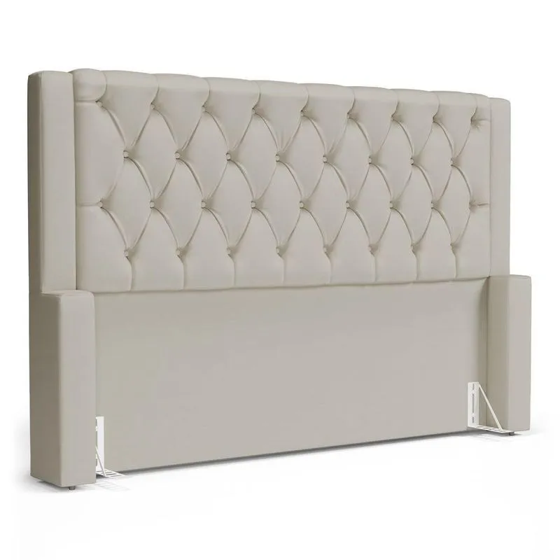 Cabeceira Atena Para Cama Box Casal Padrão 140cm Capitonê Com Frame Sintético Bege - Desk Design