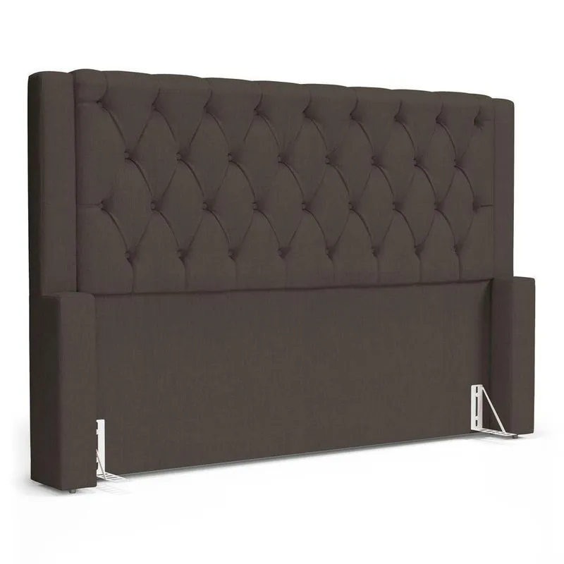 Cabeceira Atena Para Cama Box Casal Padrão 140cm Capitonê Com Frame Linho Cacau - Desk Design