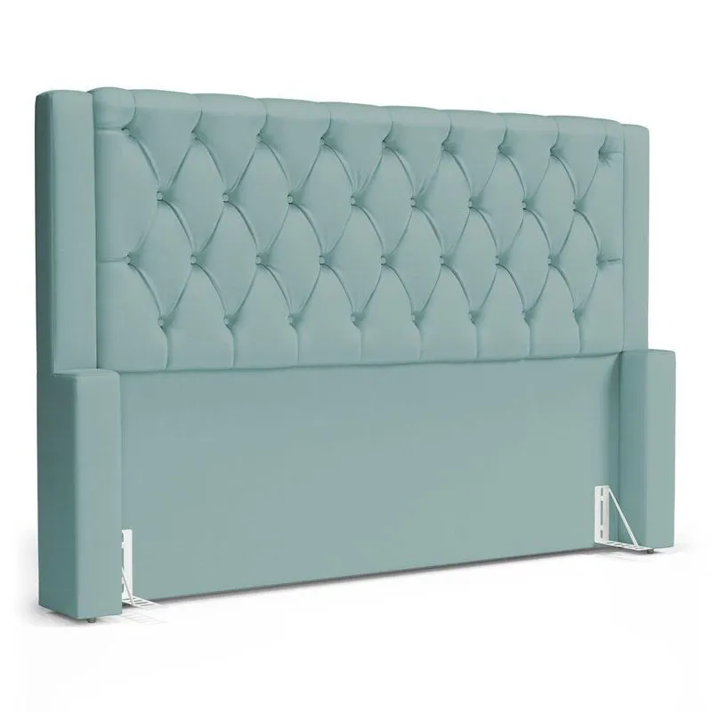 Cabeceira Atena Para Cama Box King Size 195cm Capitonê Com Frame Veludo Acqua - Desk Design