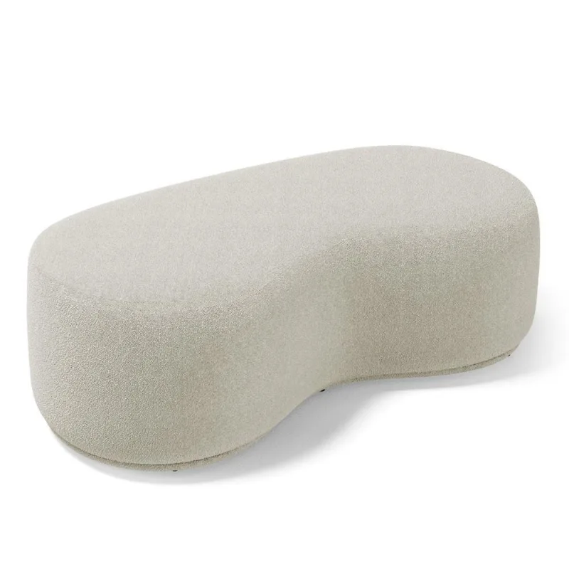 Puff Decorativo Living Aisha Orgânico 02 Lugares Bouclê Bege - Abmaza
