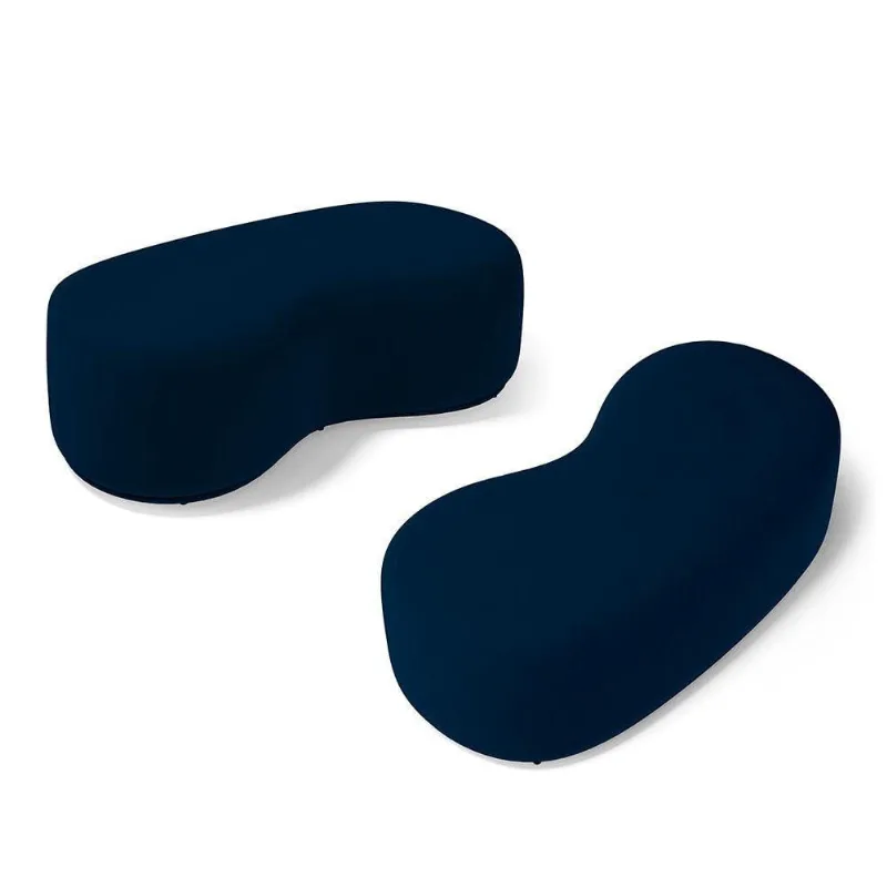 Kit 02 Puffs Decorativos Living Aisha Orgânico 02 Lugares Veludo Azul Marinho - Desk Design