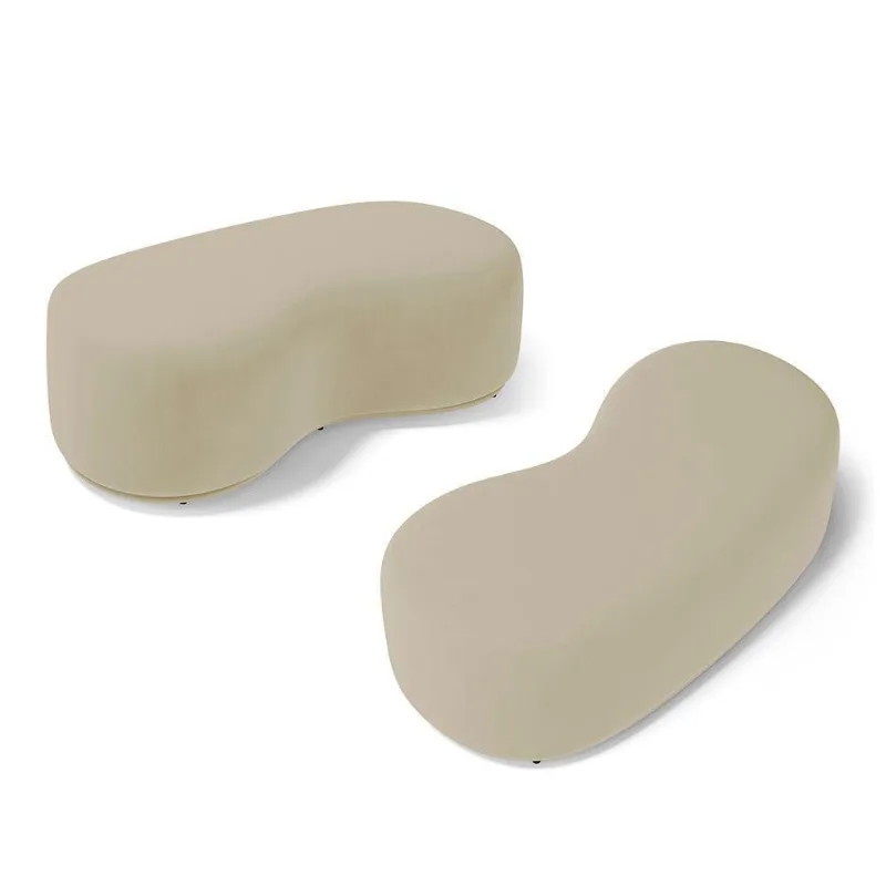 Kit 02 Puffs Decorativos Living Aisha Orgânico 02 Lugares Veludo Bege - Desk Design