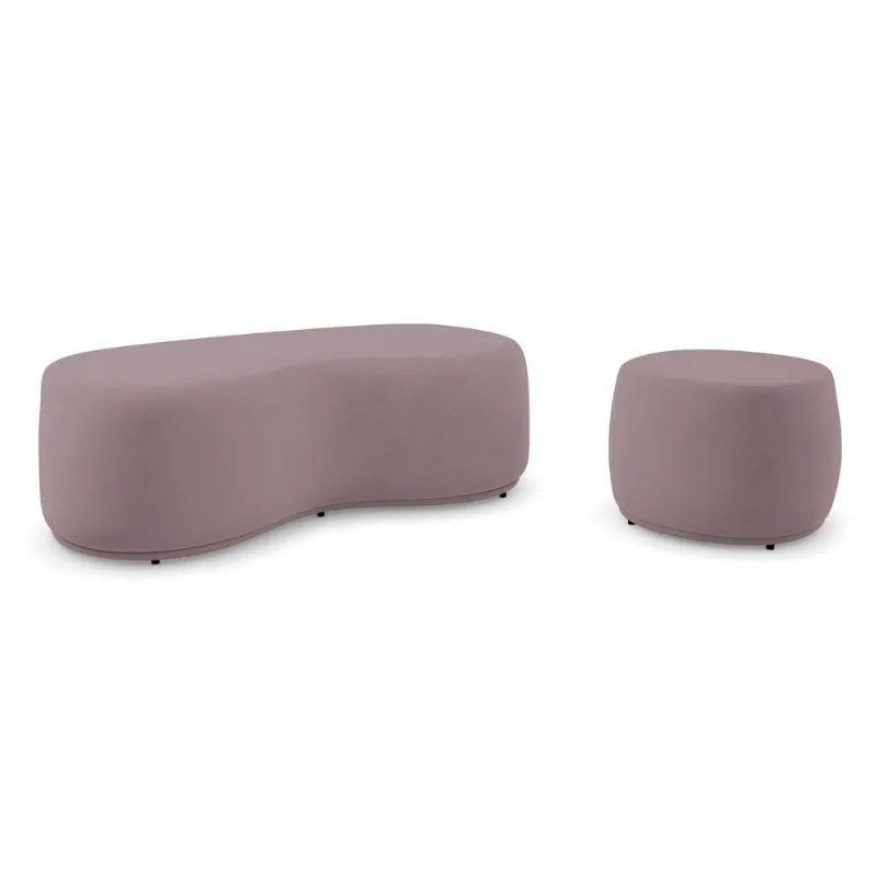 Conjunto 02 Puffs Decorativos Living Aisha Orgânico Veludo Rosê - Abmaza