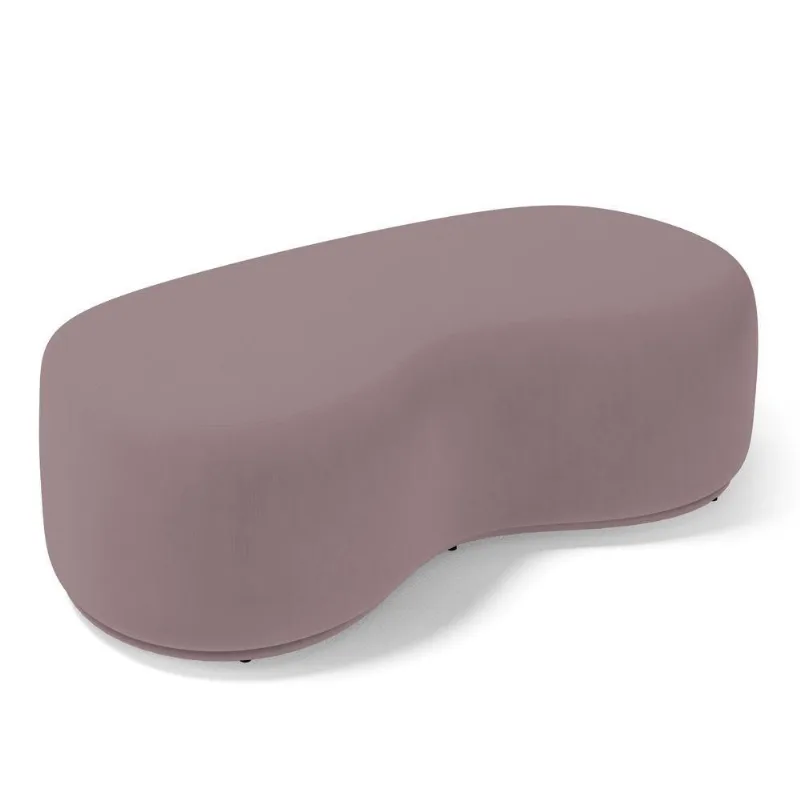 Puff Decorativo Living Aisha Orgânico 02 Lugares Veludo Rosê - Abmaza