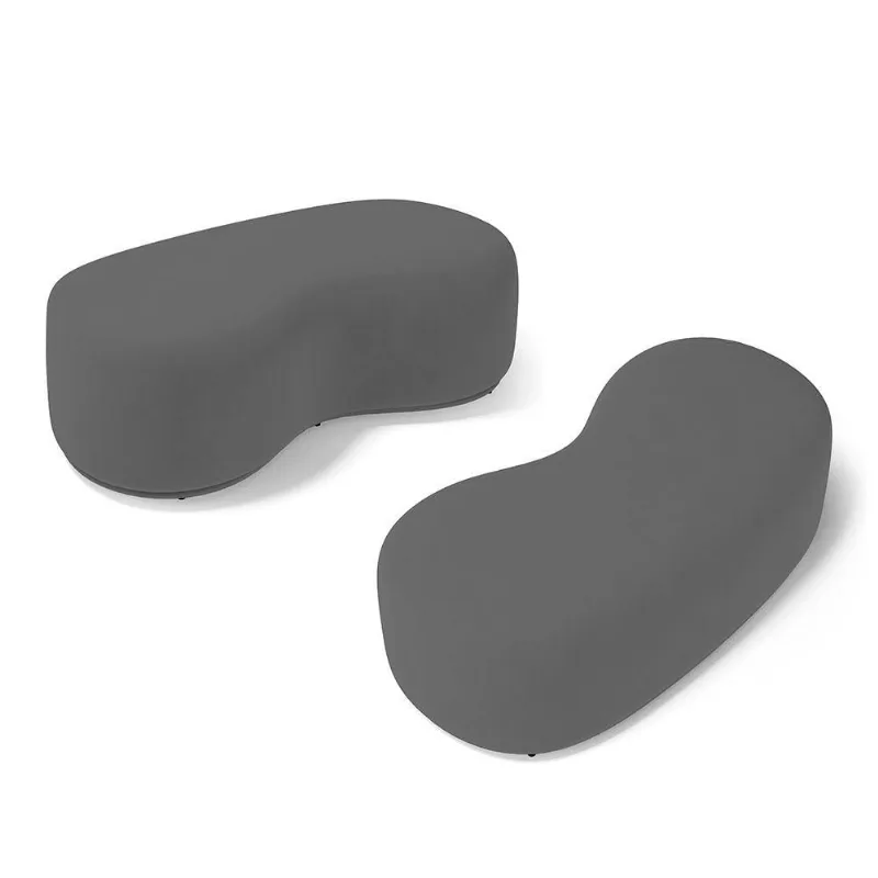 Kit 02 Puffs Decorativos Living Aisha Orgânico 02 Lugares Suede Cinza - Desk Design