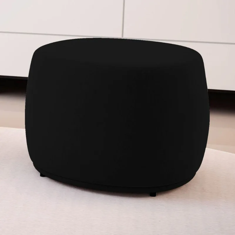 Puff Decorativo Living Aisha Orgânico Suede Preto - Desk Design