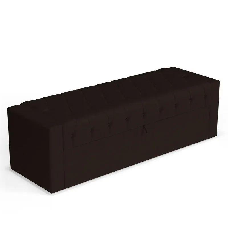Calçadeira Báu Casal Padrão Atena 140cm Capitonê Sintético Marrom - Desk Design