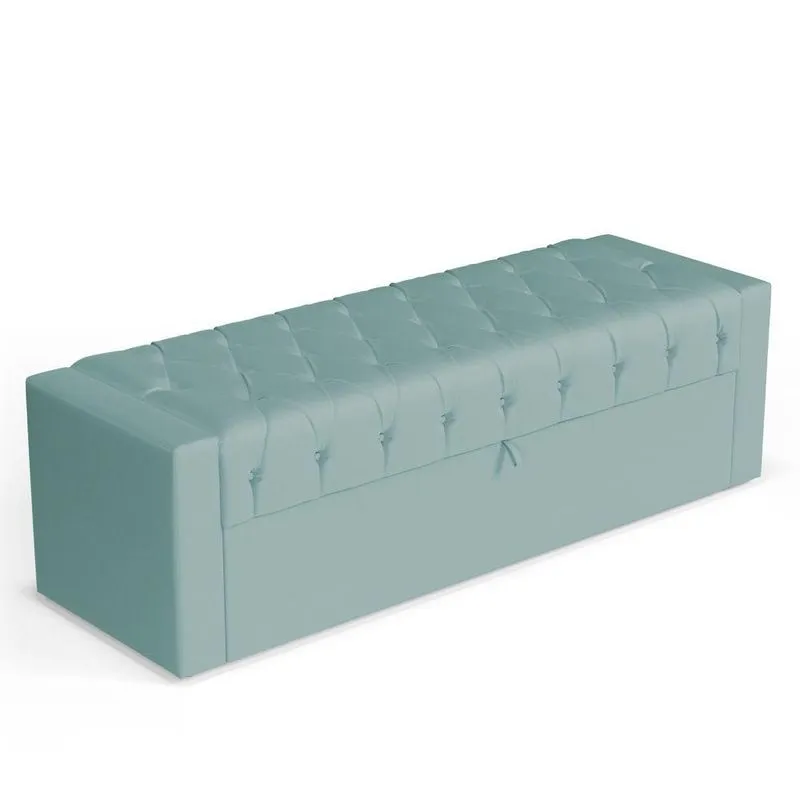 Calçadeira Báu Casal Padrão Atena 140cm Capitonê Veludo Acqua - Desk Design