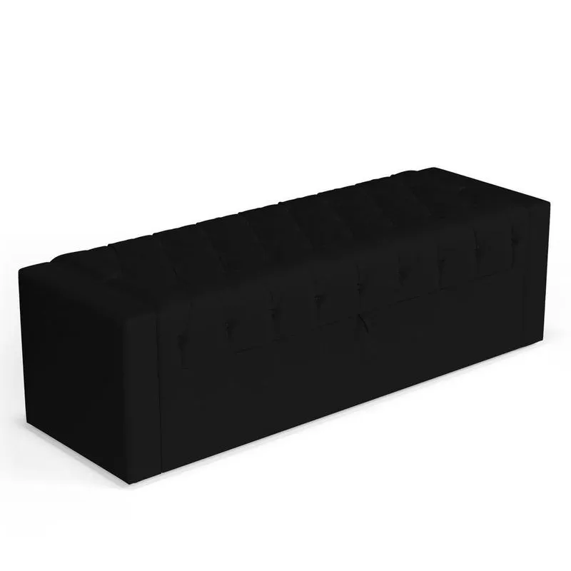 Calçadeira Báu King Size Atena 195cm Capitonê Sintético Preto - Desk Design