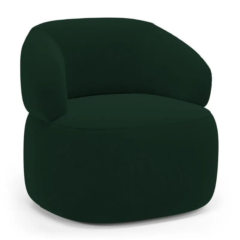 Poltrona Orgânica Giratória Living Glee Veludo Verde Escuro - Abmaza