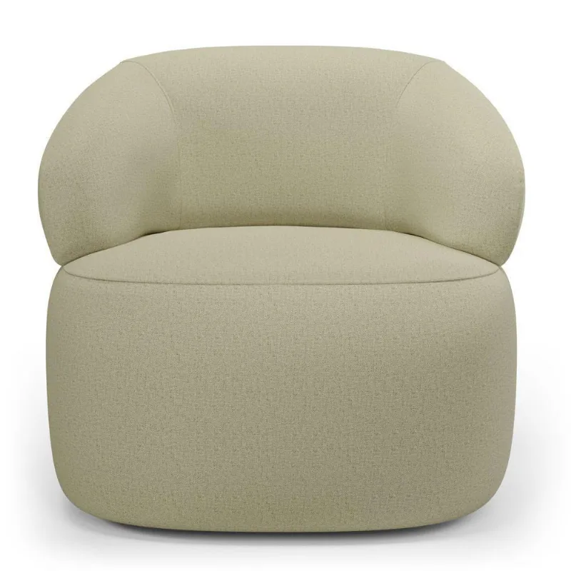 Poltrona Orgânica Giratória Living Glee Linho Bege - Desk Design