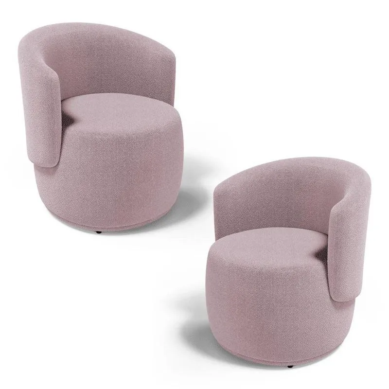Kit 02 Poltronas Decorativas Aisha Orgânica Bouclê Rosê - Desk Design