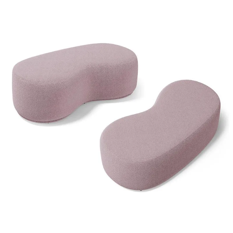 Kit 02 Puffs Decorativos Living Aisha Orgânico 02 Lugares Bouclê Rosê - Desk Design