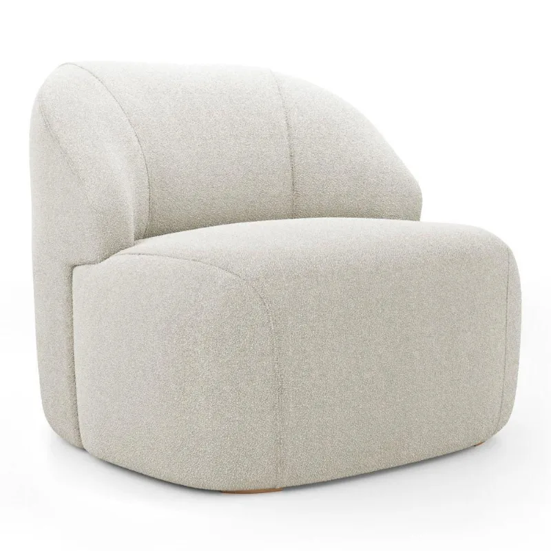 Poltrona Decorativa Living Kaya Orgânica Bouclê Bege - Abmaza
