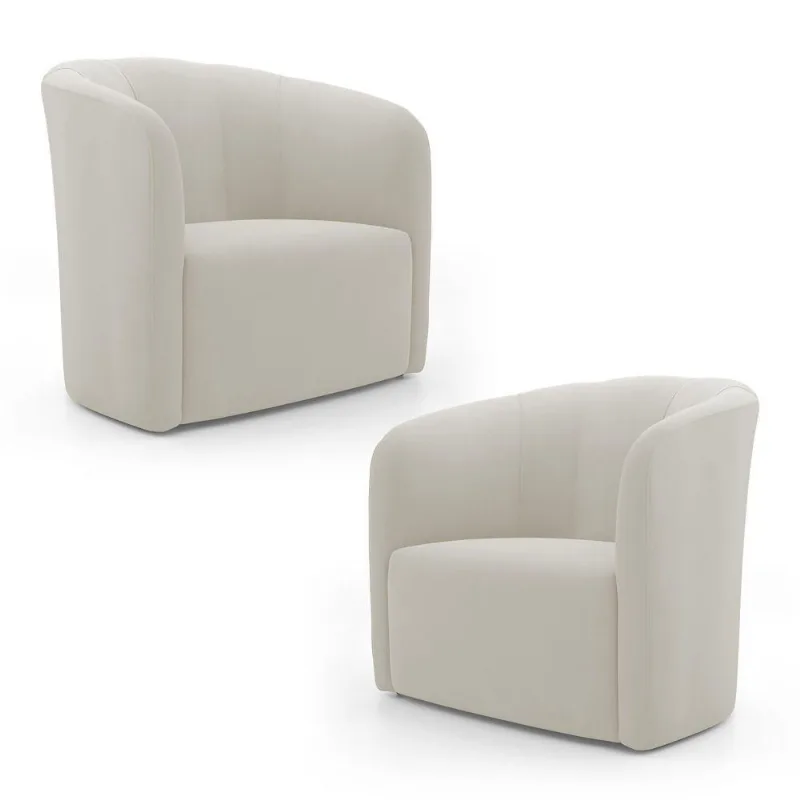 Kit 02 Poltronas Decorativas Abby Veludo Bege Claro - Desk Design