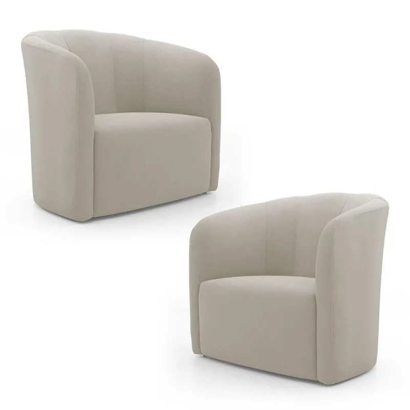 Kit 02 Poltronas Decorativas Abby Veludo Bege - Desk Design