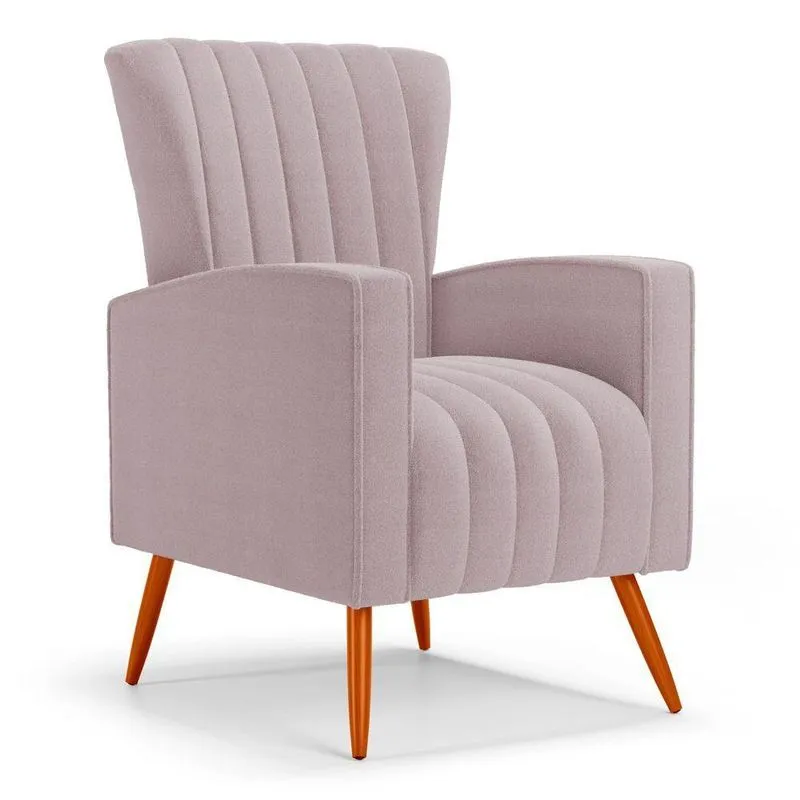 Poltrona Decorativa Melody Com Pés Palito Bouclê Rosê - Desk Design