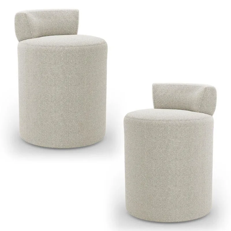 Kit 02 Puffs Decorativos Orgânicos Living Aegon Minimalista Bouclê Bege - Desk Design
