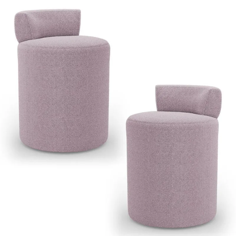 Kit 02 Puffs Decorativos Orgânicos Living Aegon Minimalista Bouclê Rosê - Desk Design