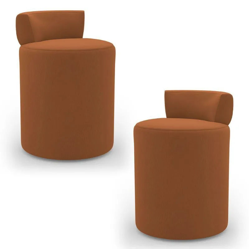 Kit 02 Puffs Decorativos Orgânicos Living Aegon Minimalista Veludo Terracota - Desk Design