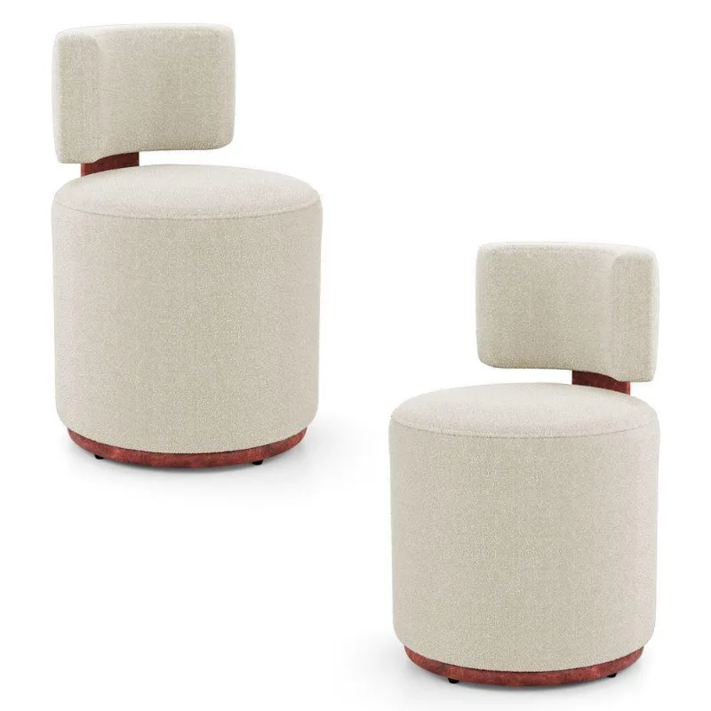 Kit 02 Puffs Decorativos Orgânicos Melis Bouclê Bege Couríssimo Ocre - Desk Design