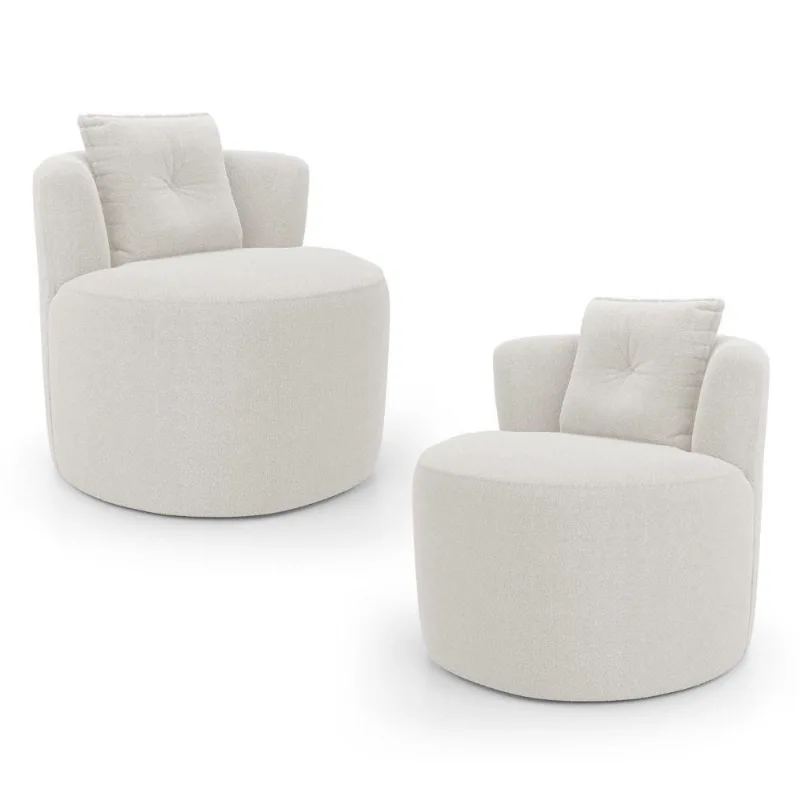Kit 02 Poltronas Orgânicas Living Bob Com 01 Almofada Bouclê Off White - Abmaza