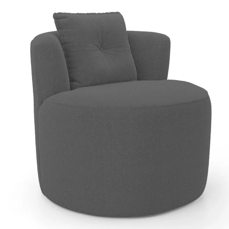 Poltrona Orgânica Living Bob Com 01 Almofada Bouclê Cinza Escuro - Abmaza