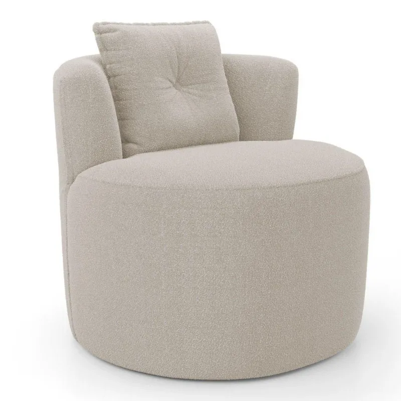 Poltrona Orgânica Living Bob Com 01 Almofada Bouclê Bege - Abmaza