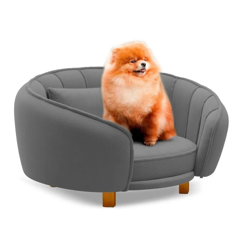 Mini Cama Poltrona Pet Lary Baby Para Cachorro Veludo Cinza - Desk Design