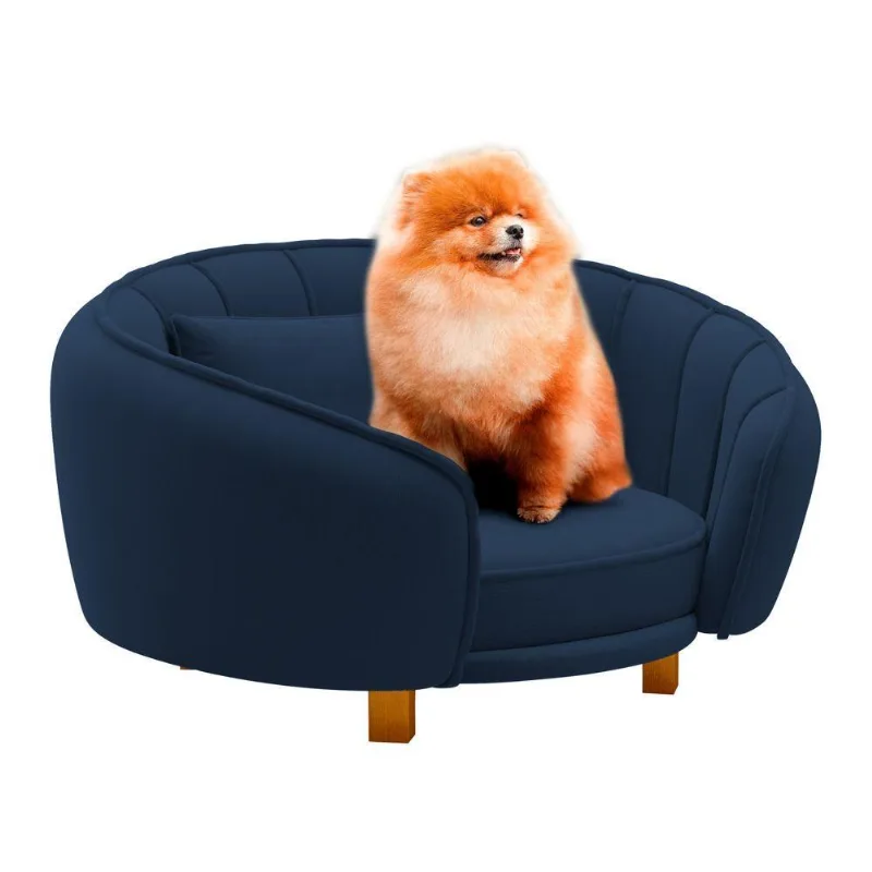 Mini Cama Poltrona Pet Lary Baby Para Cachorro Veludo Azul Marinho - Desk Design