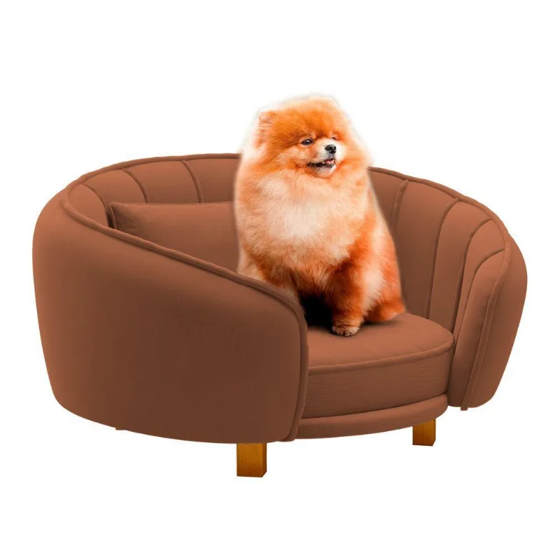 Mini Cama Poltrona Pet Lary Baby Para Cachorro Veludo Terracota - Abmaza