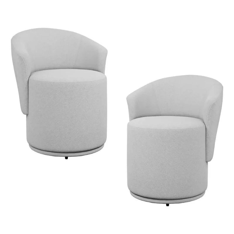 Kit 02 Poltronas Orgânicas Living Mavi Fixa Bouclê Cinza Claro - Desk Design