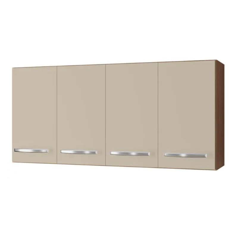 Armário Aéreo Cozinha Marah 118cm 04 Portas Savana Off White - Abmaza