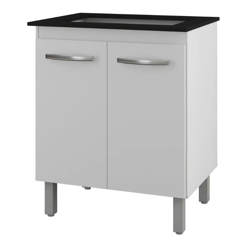 Balcão Para Cooktop Jady 70cm 02 Portas Com Tampo Recortado Branco - Abmaza