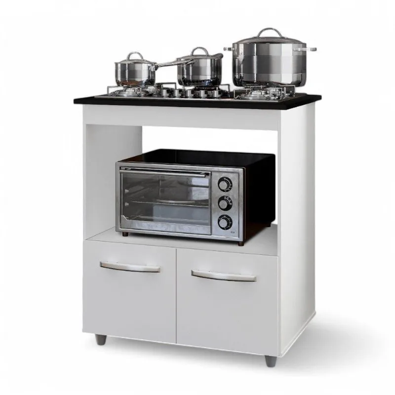 Balcão Para Cooktop Elis 75cm 02 Portas Com Tampo Recortado Branco - Abmaza
