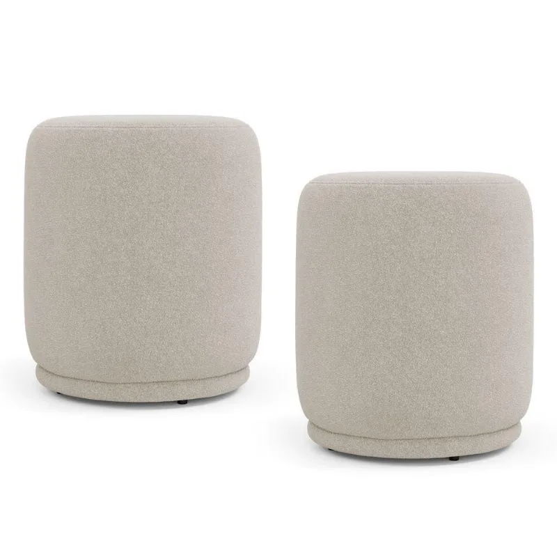 Kit 02 Puffs Decorativos Orgânicos Living Mavi Bouclê Bege - Desk Design