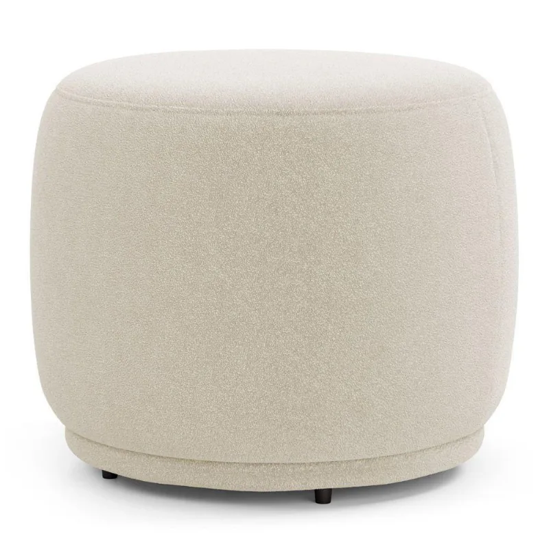 Puff Decorativo Orgânico Living Molly Redondo Bouclê Bege - Desk Design