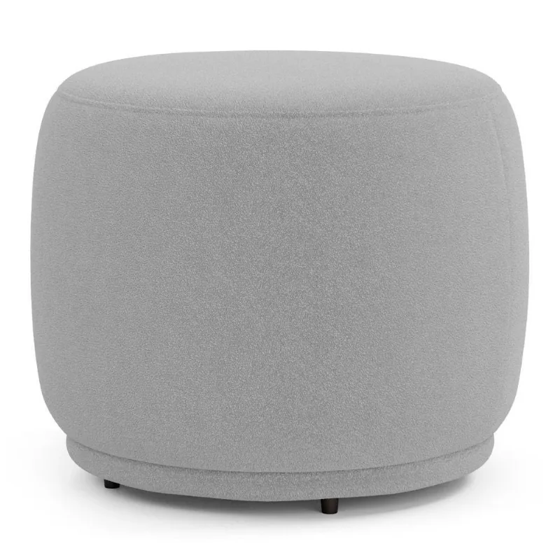 Puff Decorativo Orgânico Living Molly Redondo Bouclê Cinza Claro - Desk Design