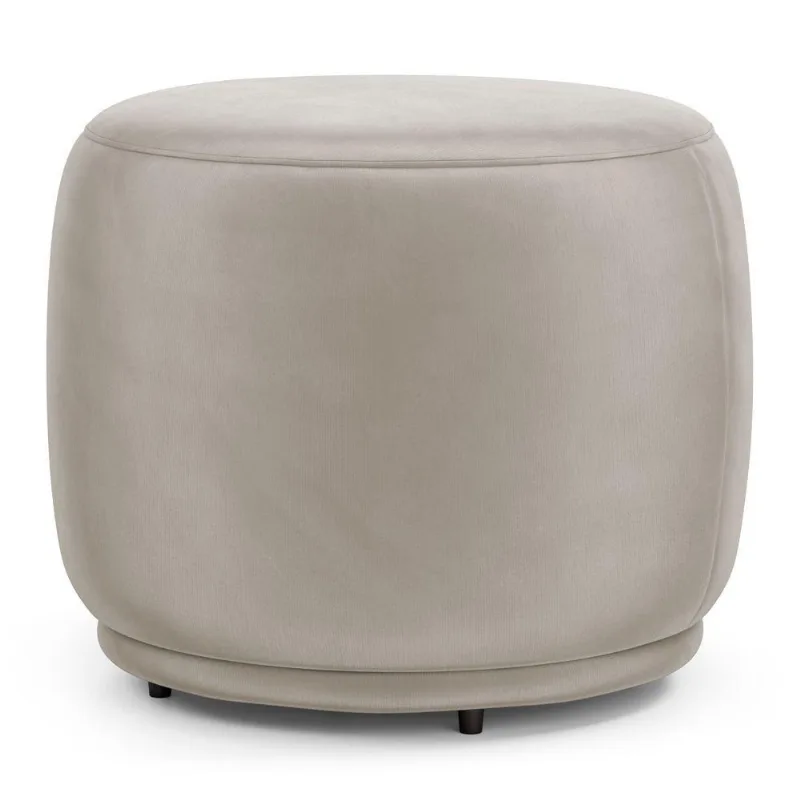 Puff Decorativo Orgânico Living Molly Redondo Veludo Bege - Desk Design