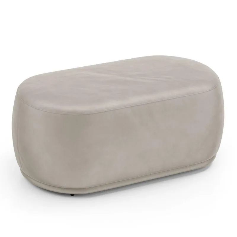 Puff Decorativo Orgânico Living Molly 02 Lugares Veludo Bege - Desk Design