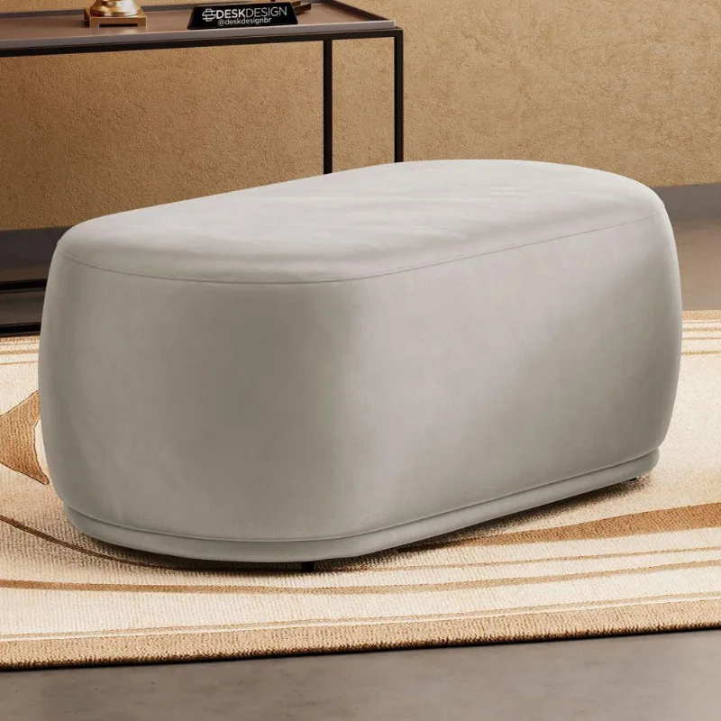 Kit 02 Puffs Decorativos Orgânicos Molly 02 Lugares Veludo Bege - Desk Design