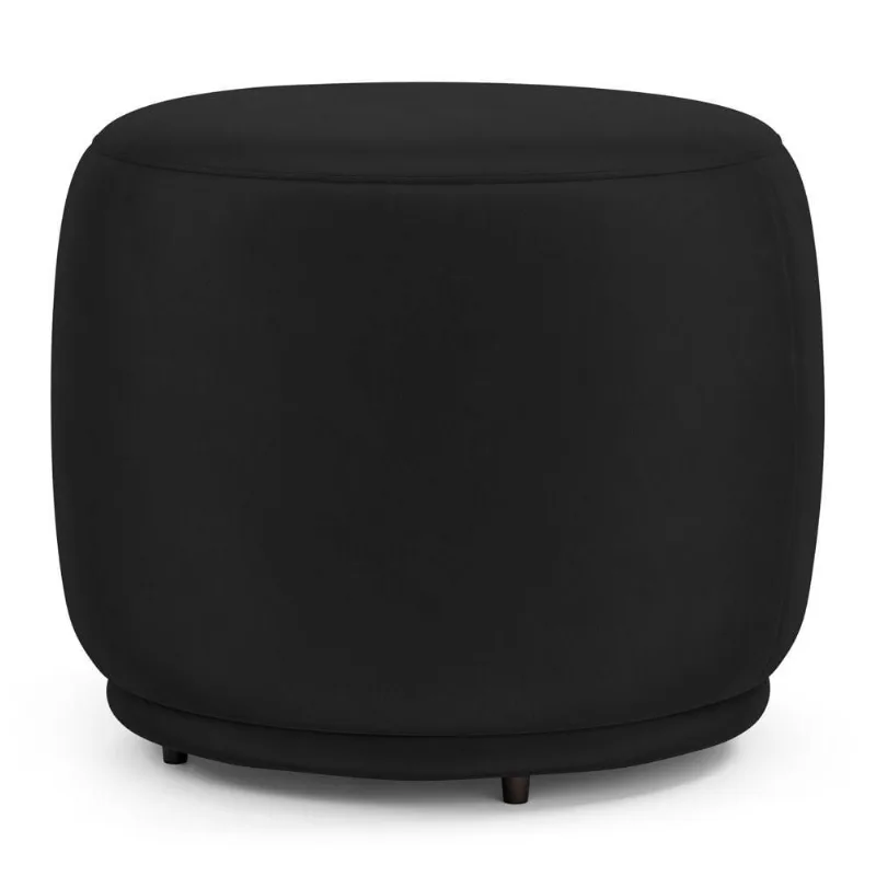 Puff Decorativo Orgânico Living Molly Redondo Veludo Preto - Desk Design